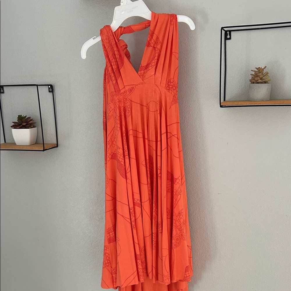 Tori Richard Vibrant Orange High-Low Dress